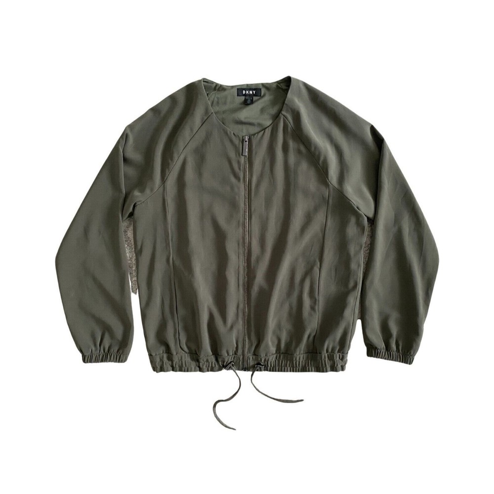 DKNY Womens Full Zip Long Sleeve Light‎ Bomber Jacket Small Green